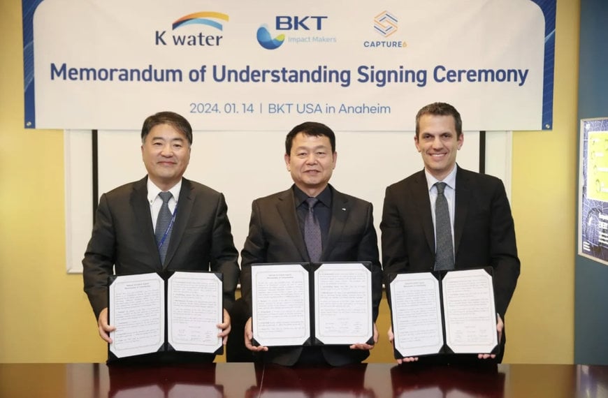K-water, BKT, and Capture6 announce their strategic partnership to remove CO₂ while recovering freshwater and minimizing brine discharge in South Korea